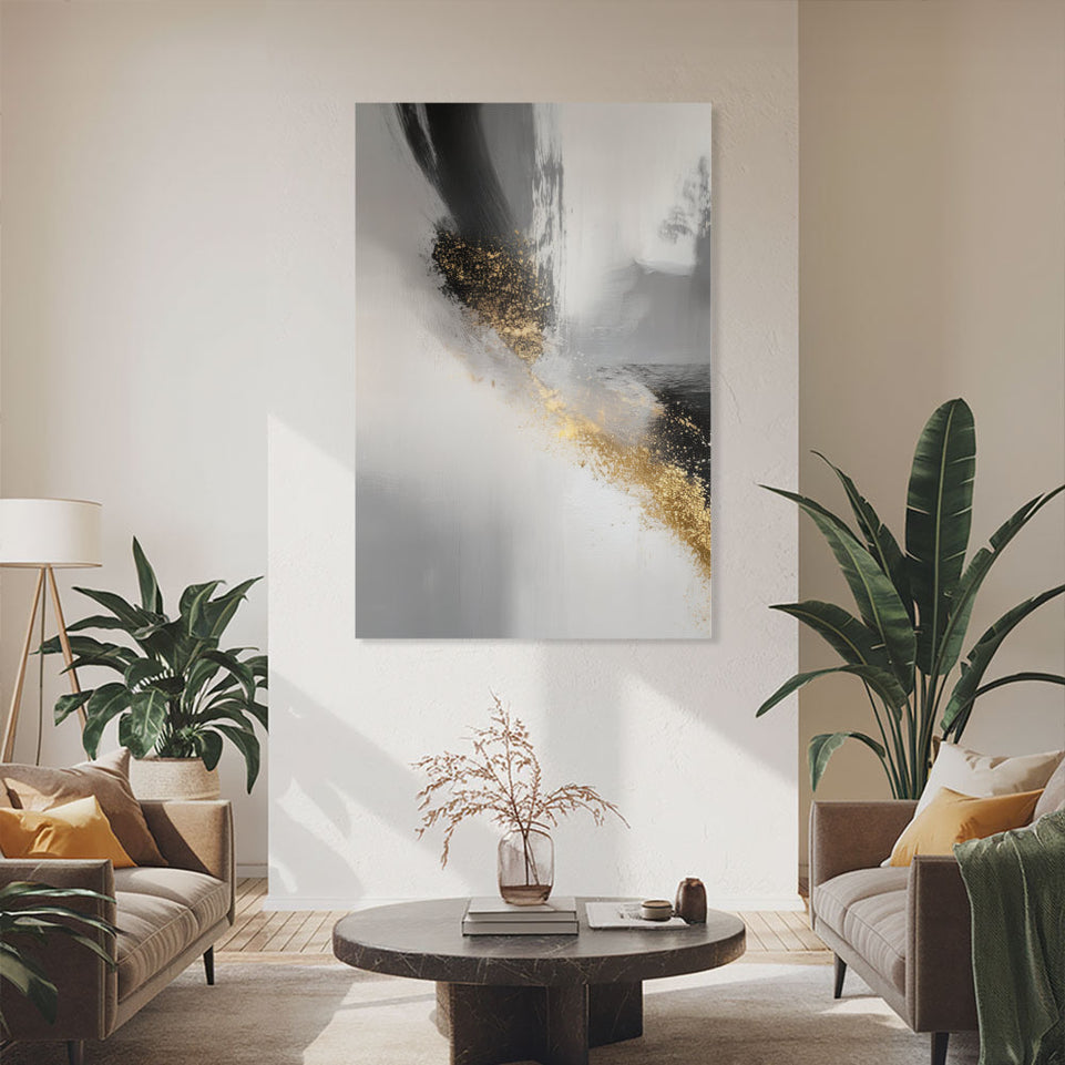 Golden Whisper of the Abyss I Abstract Wall Art June Wall Art