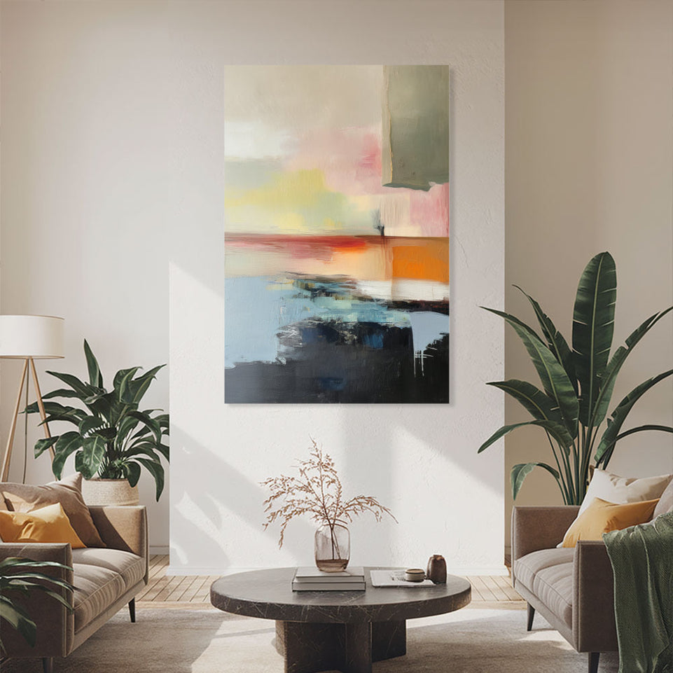 Abstract Sunset Reflections I Vibrant Canvas Art June Wall Art
