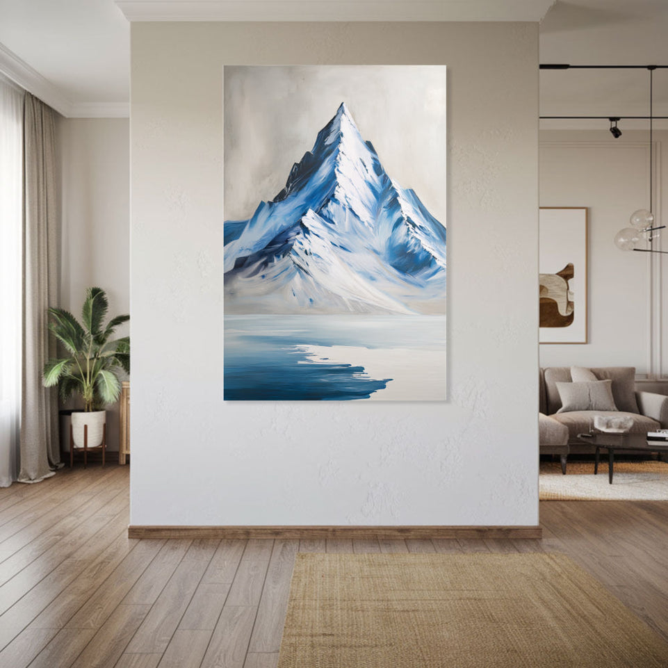 Blue Mountain Reflection Abstract Canvas Art Wall Decor June Wall Art