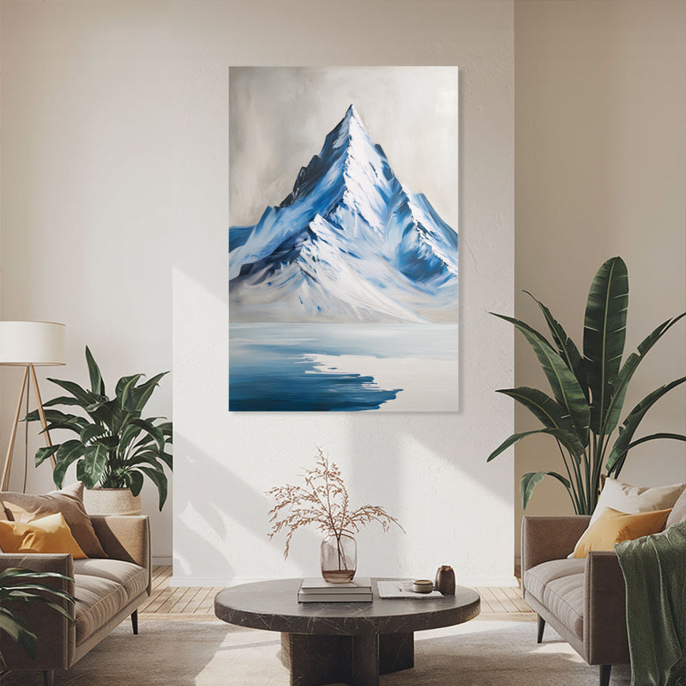 Blue Mountain Reflection Abstract Canvas Art Wall Decor June Wall Art