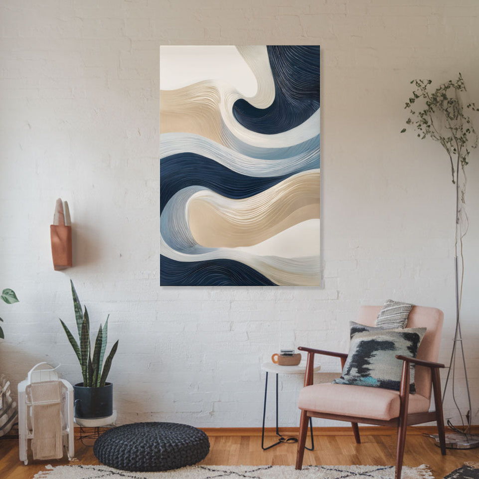 Serenity Waves Abstract Art Canvas Wall Decor June Wall Art