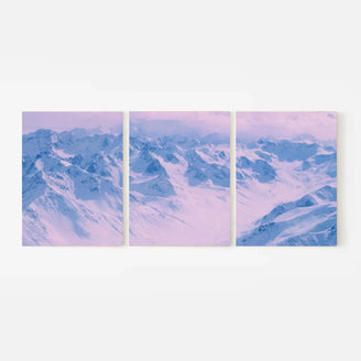 Snow-Capped Mountain Range Triptych Canvas Print - Serene Winter Landscape | Set of 3 Wall Art for Modern Home Decor June Wall Art