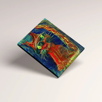 Flame Cat - Handcrafted Textured Art Print | Modern Animal Artwork in Vibrant color June Wall Art