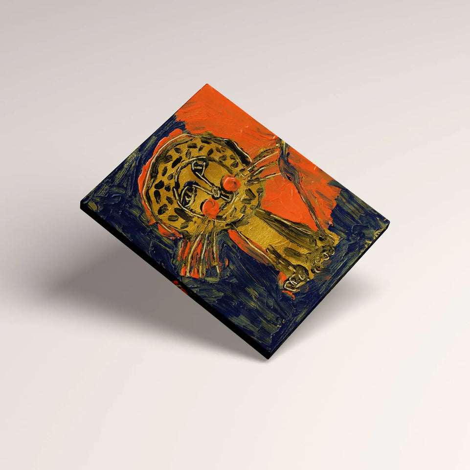Sun Lion - Handcrafted Textured Art Print | Modern Animal Artwork in Vibrant color June Wall Art