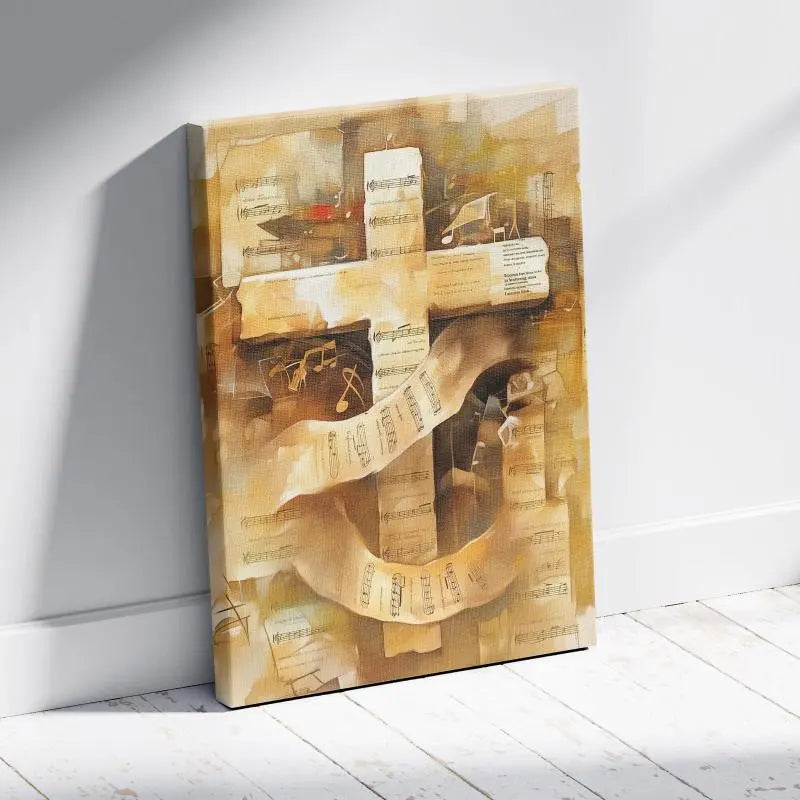 Musical Cross Canvas Print - Inspirational Christian Wall Art for Music Lovers and Faith-Based Home Decor June Wall Art