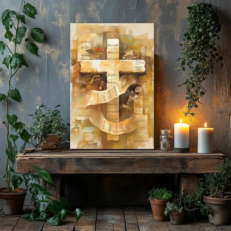 Musical Cross Canvas Print - Inspirational Christian Wall Art for Music Lovers and Faith-Based Home Decor June Wall Art