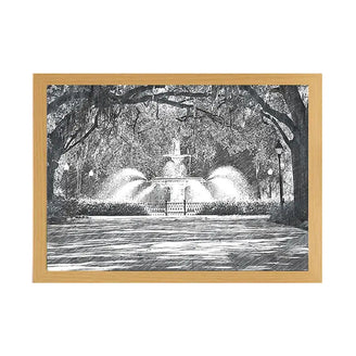 Savannah Fountain Light Up Painting – Scenic Framed Wall Art for Elegant Home Decor June Wall Art