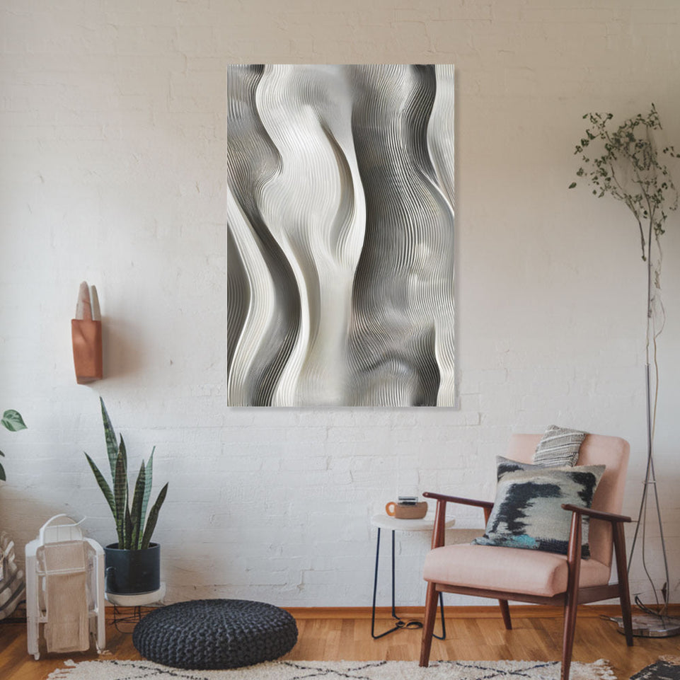Silver Waves Abstract Wall Art Decor June Wall Art
