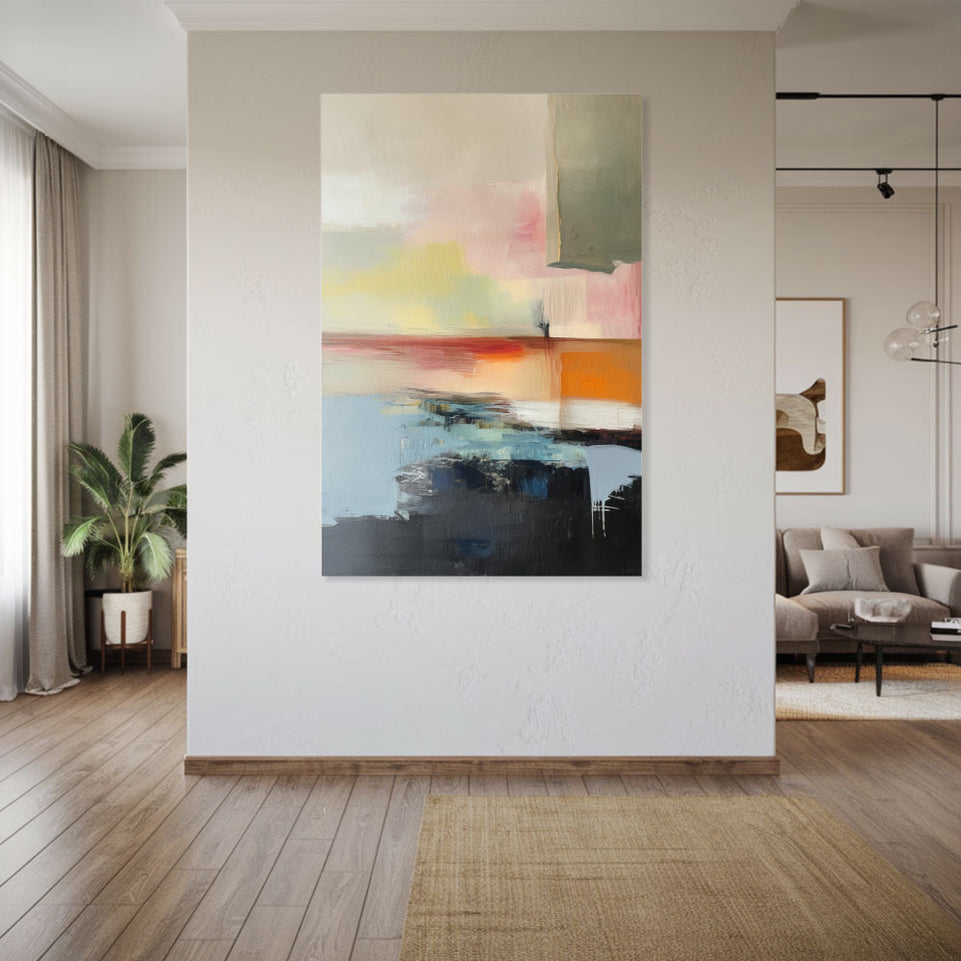 Abstract Sunset Reflections I Vibrant Canvas Art June Wall Art