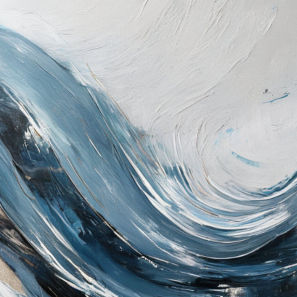 Ocean's Embrace I Abstract Sea Wave Painting for Home Decor June Wall Art