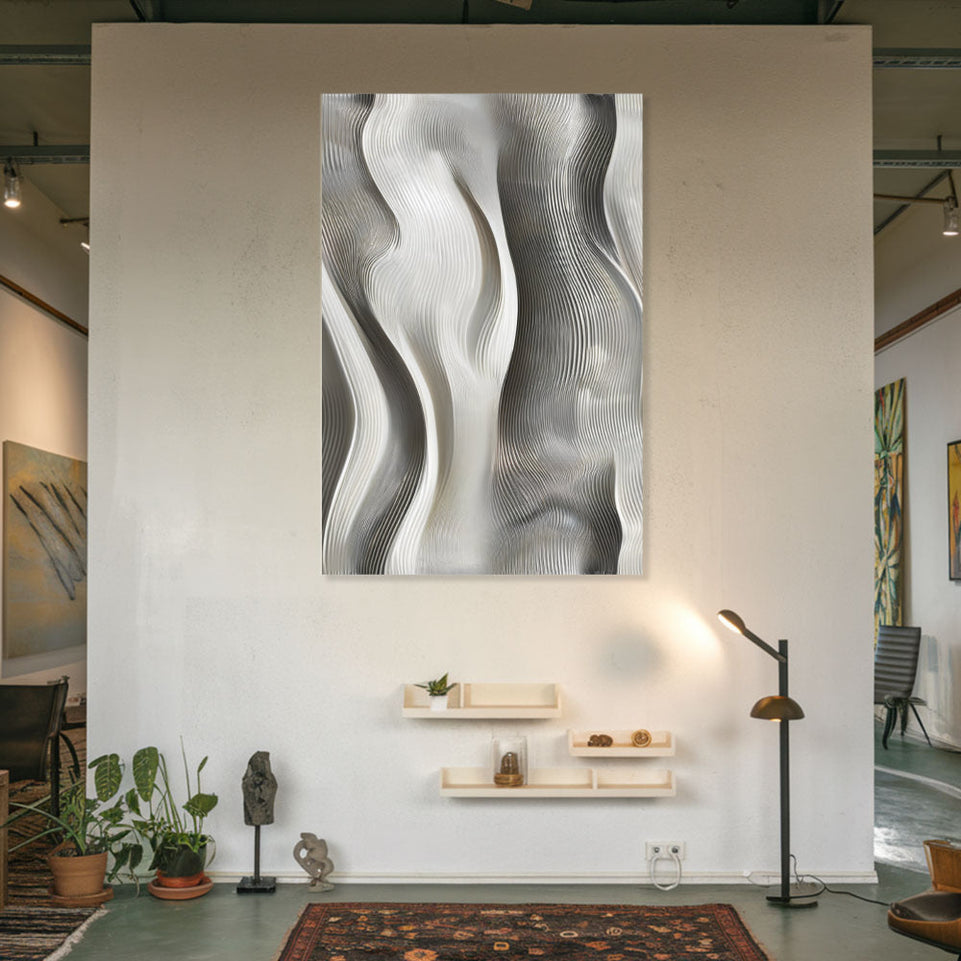 Silver Waves Abstract Wall Art Decor June Wall Art