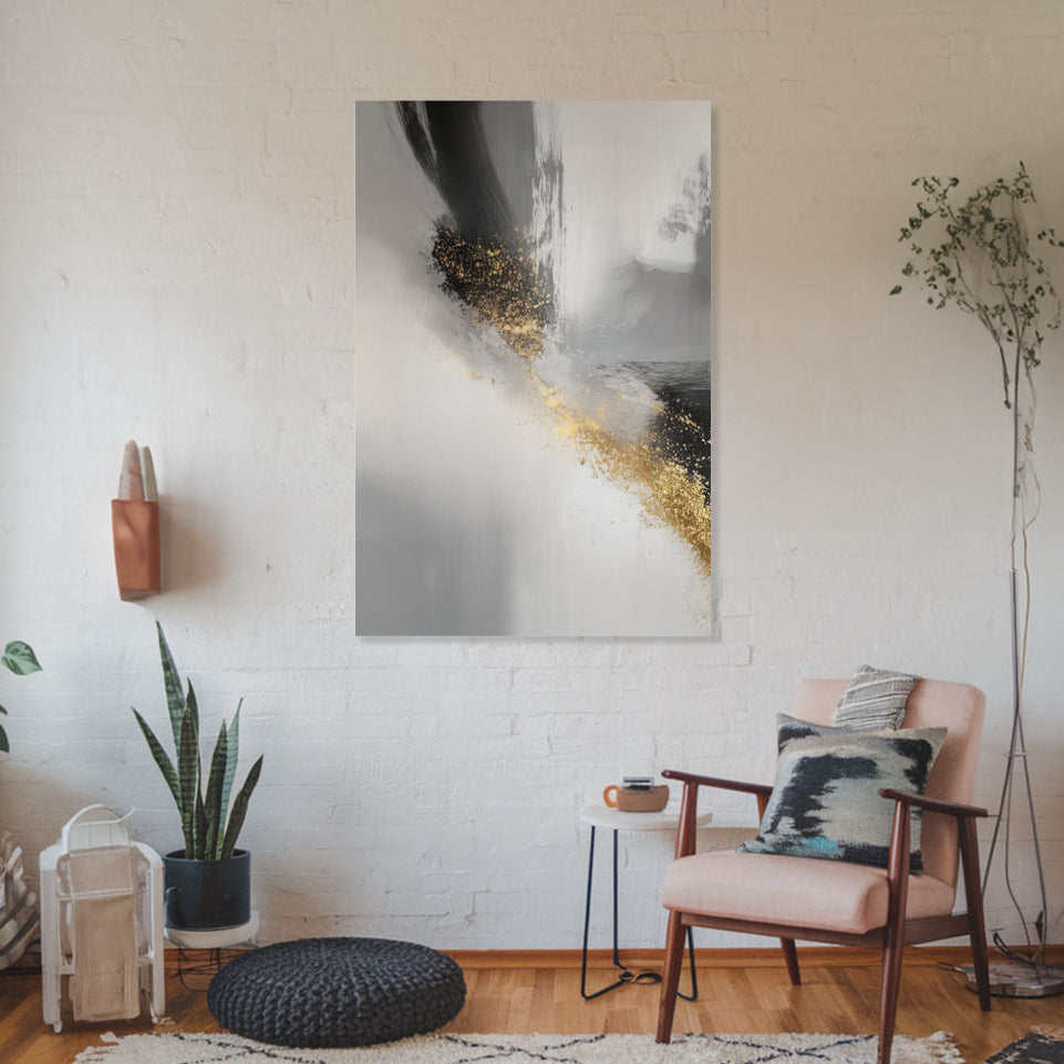 Golden Whisper of the Abyss I Abstract Wall Art June Wall Art