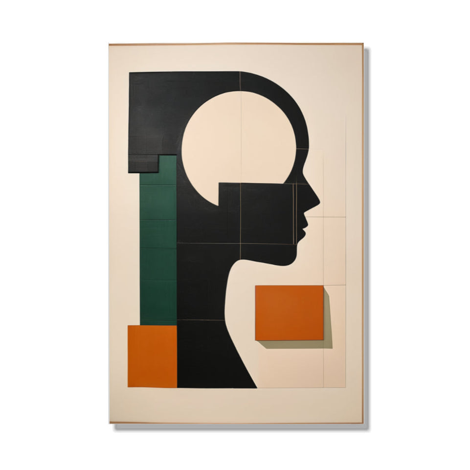 Modern Abstract Silhouette Art  Geometric Face Design June Wall Art
