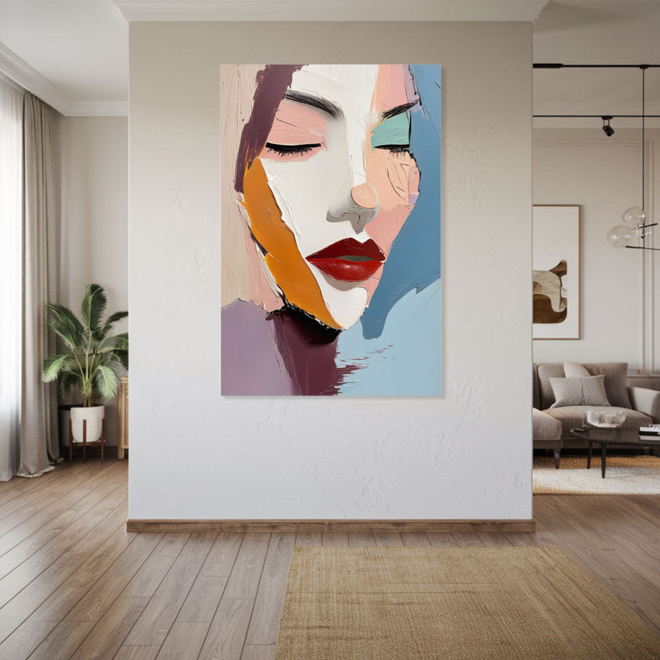 Modern Abstract Face Art Canvas Wall Art for Home Decor June Wall Art