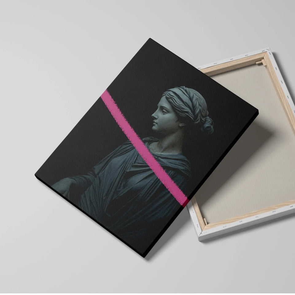 Helena - Modern Minimalist Roman Statue Wall Art with Color Accent - Canvas Print June Wall Art
