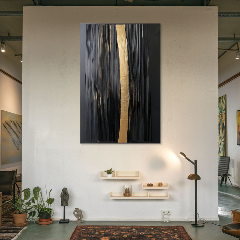 Golden Path Abstract Canvas Art for Home Decor June Wall Art
