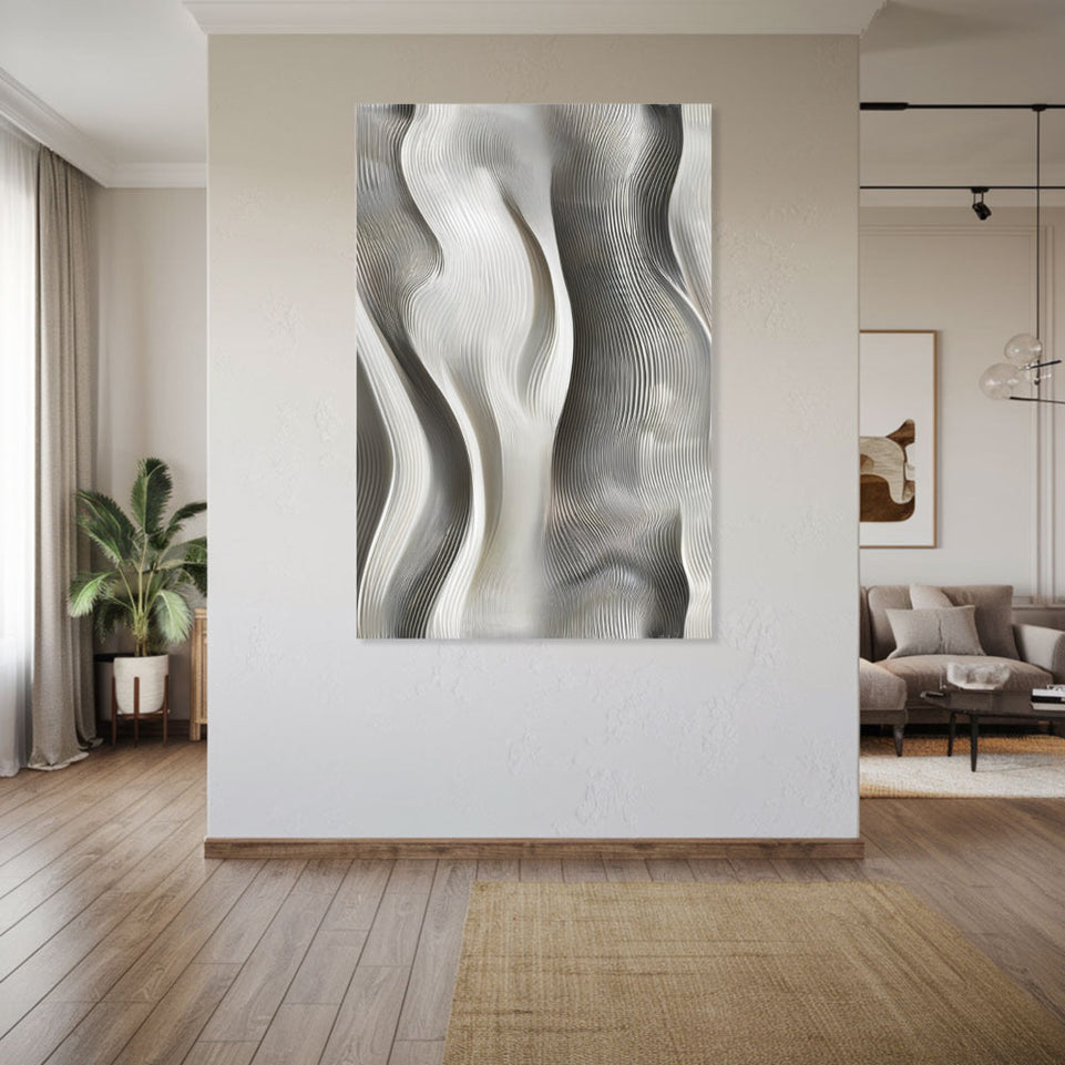 Silver Waves Abstract Wall Art Decor June Wall Art