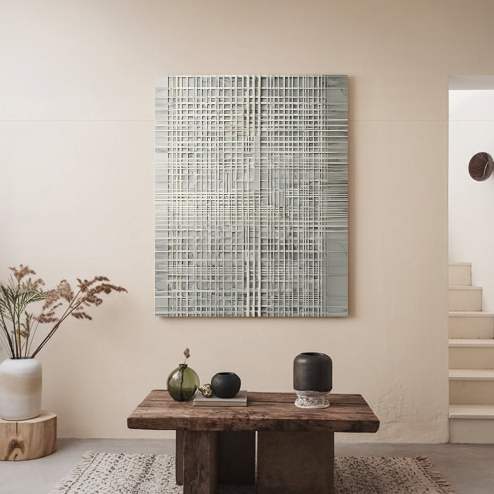 Abstract Grid Canvas Art for Living Room Decor June Wall Art