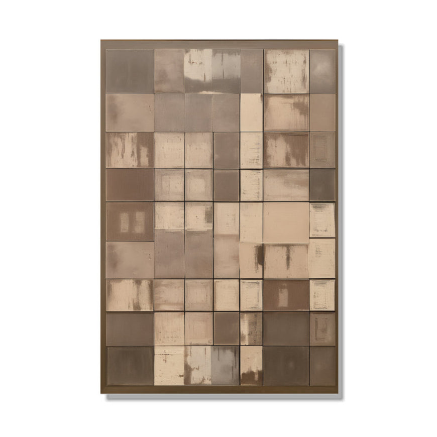 Abstract Grid I - Brown and Beige Squares Canvas Art for Home Decor June Wall Art