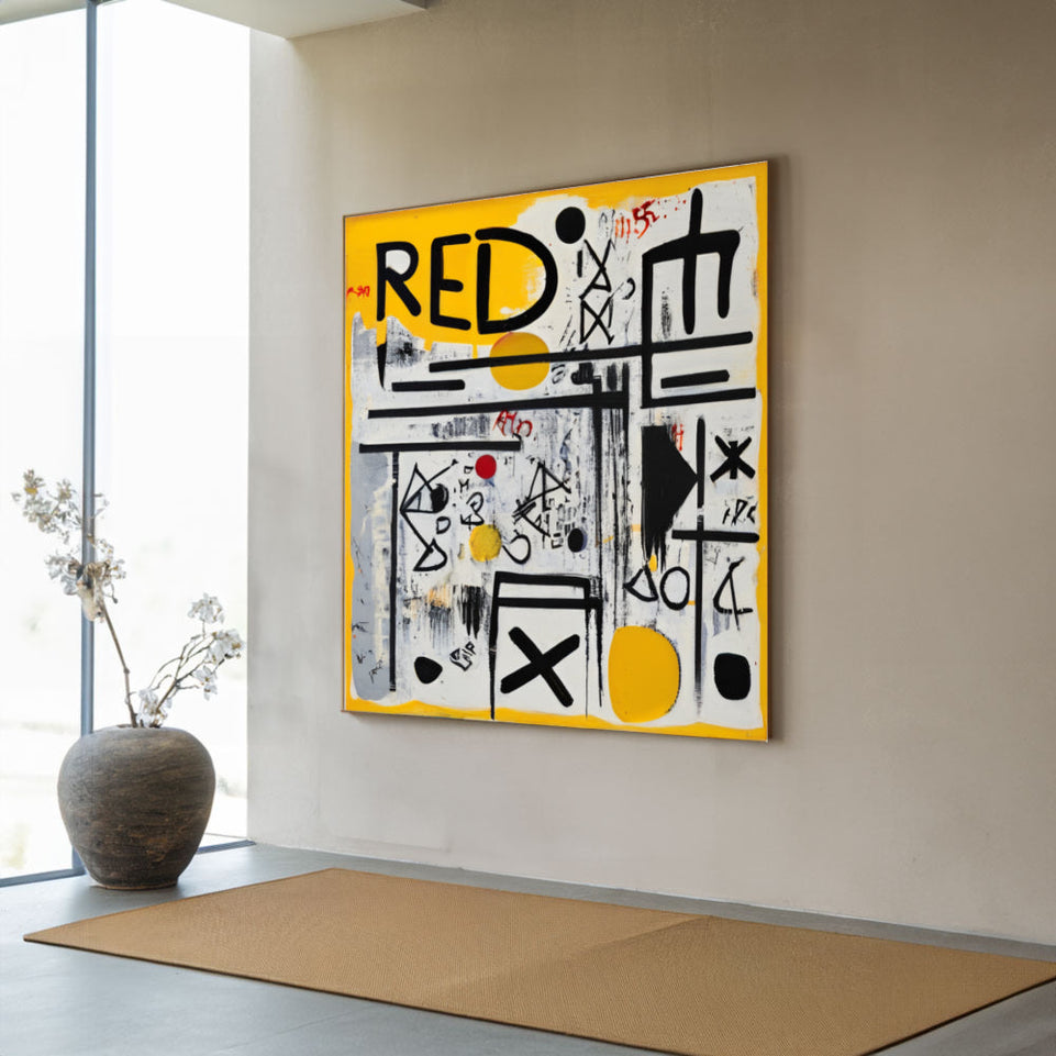 Urban Canvas Abstract Expressionism Art  Large Yellow and Black Graffiti Style Painting  Perfect for Living Room or Office Decor  High-Quality Giclee Print on Canvas  Ready to Hang Wall Art June Wall Art