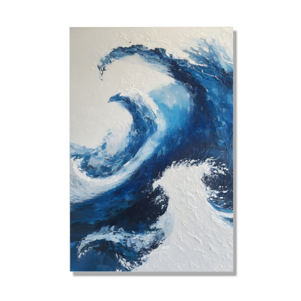 Blue Wave Abstract Art  Modern Canvas Wall Art  Home Decor June Wall Art