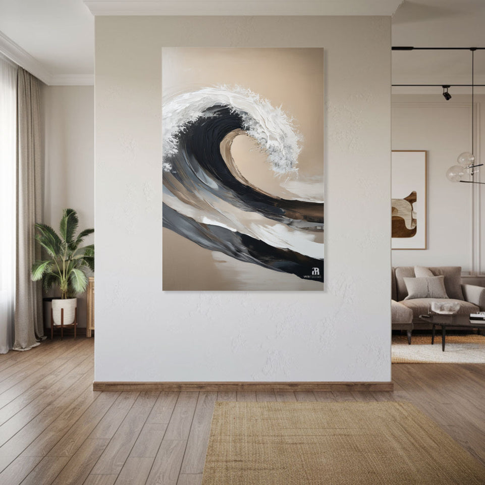 Tidal Wave of Serenity  Hand-Painted Abstract Ocean Art  Modern Coastal Wall Decor June Wall Art