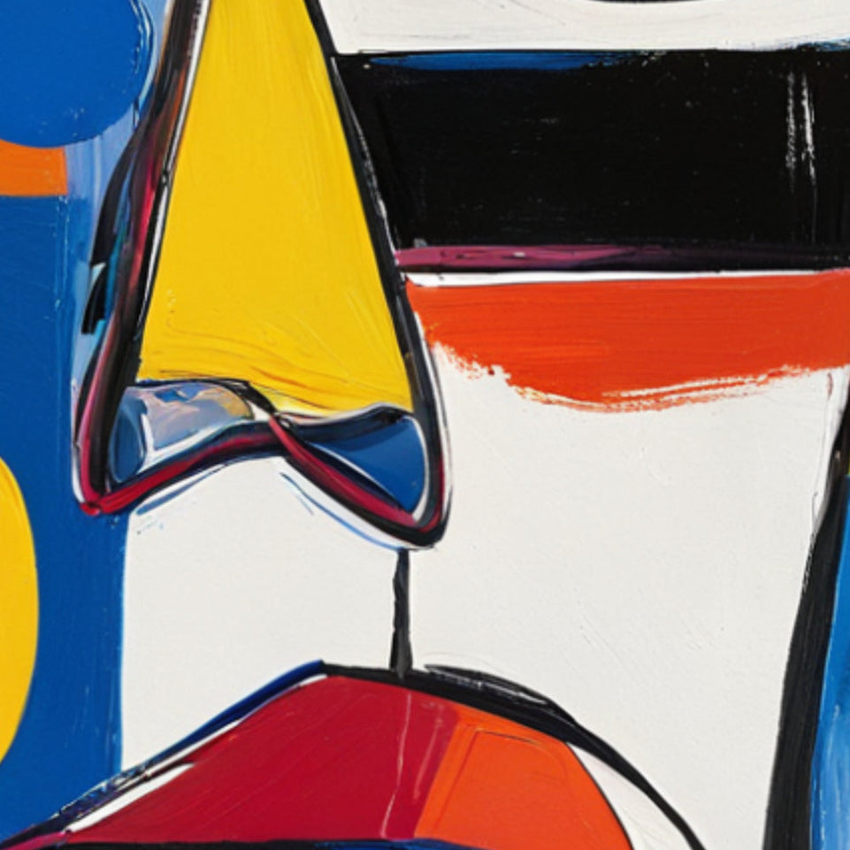 Abstract Face I Vibrant Colors and Geometric Shapes June Wall Art