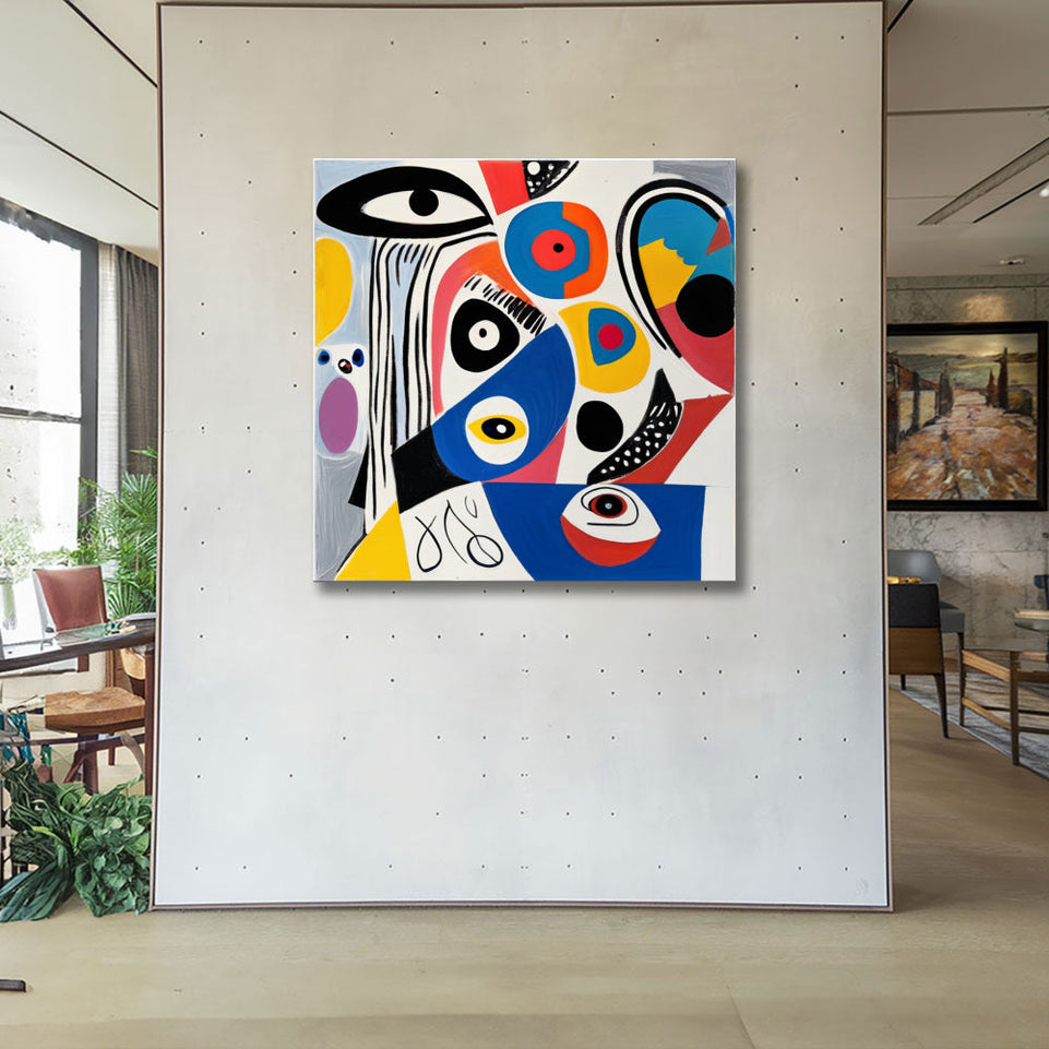 Colorful Abstract Faces Canvas Art June Wall Art