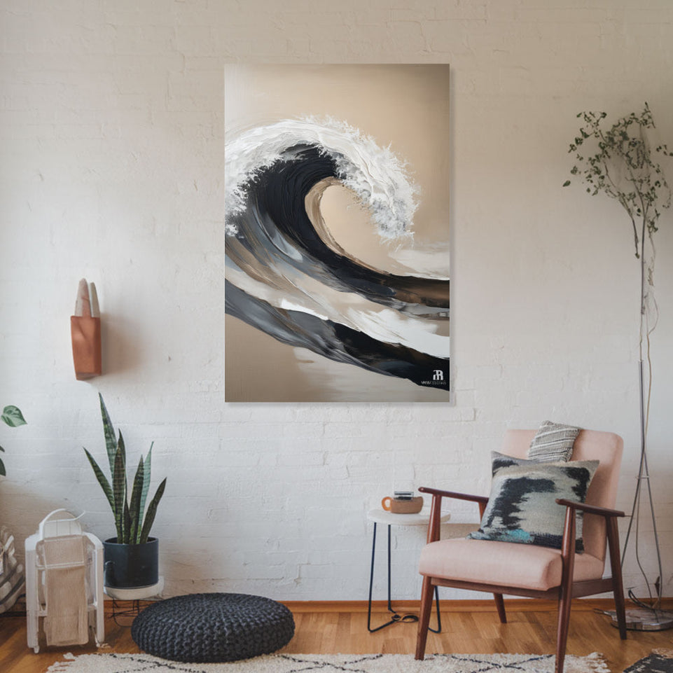 Tidal Wave of Serenity  Hand-Painted Abstract Ocean Art  Modern Coastal Wall Decor June Wall Art