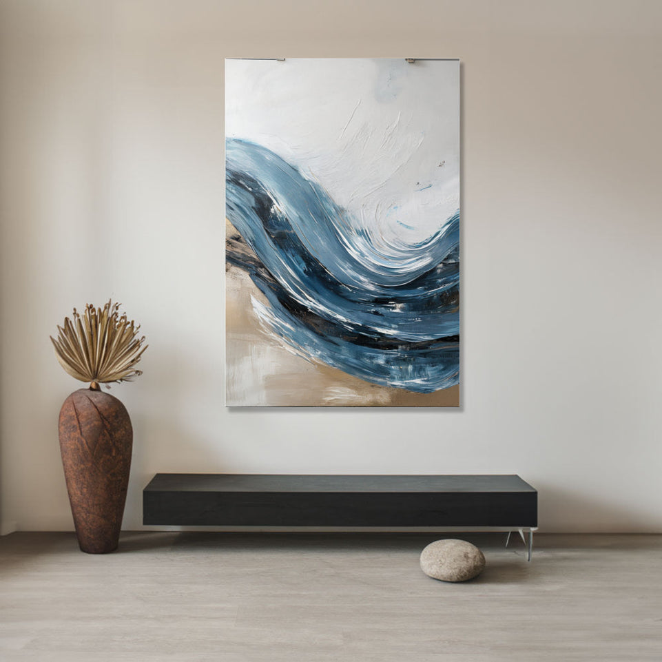 Ocean's Embrace I Abstract Sea Wave Painting for Home Decor June Wall Art