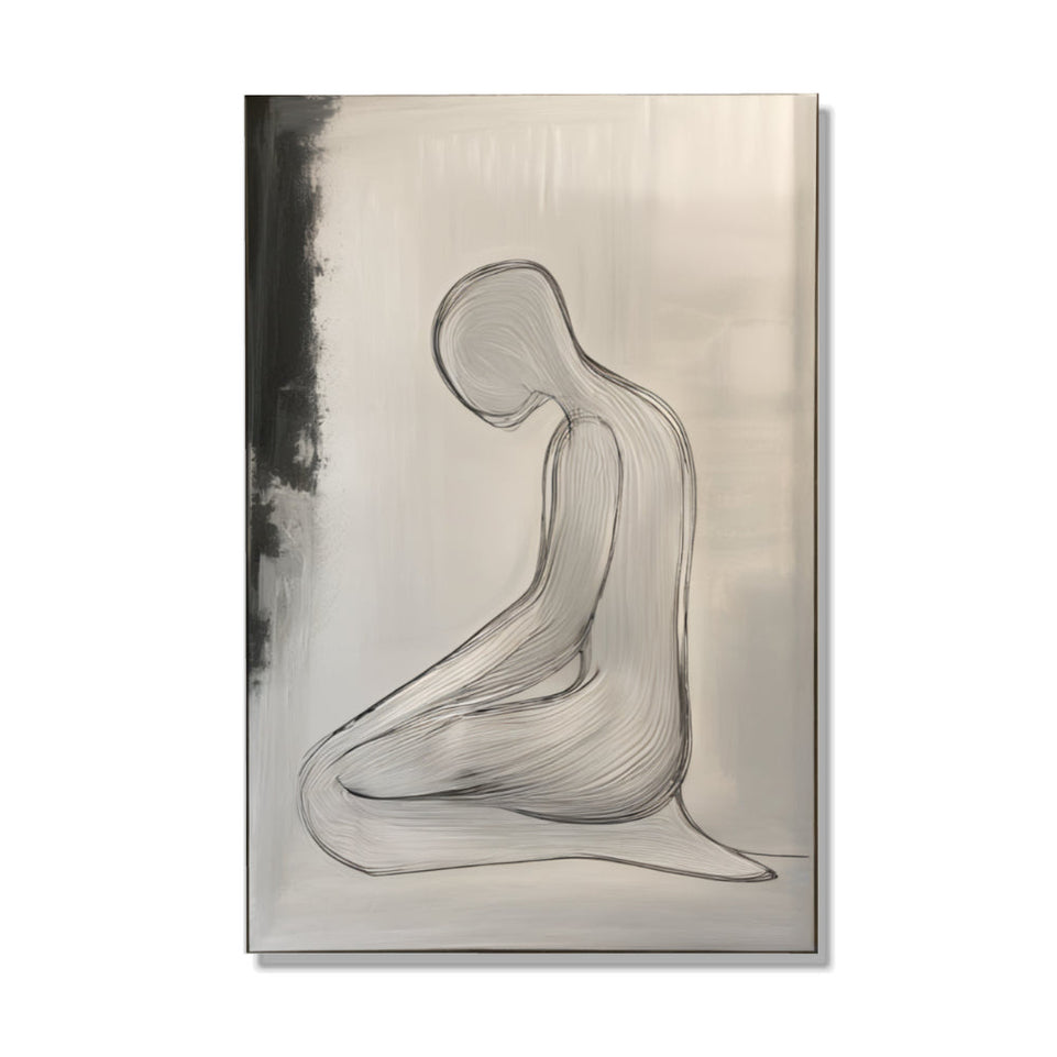Serenity in Shadows  Hand-Painted Abstract Figure Art  Modern Wall Decor June Wall Art
