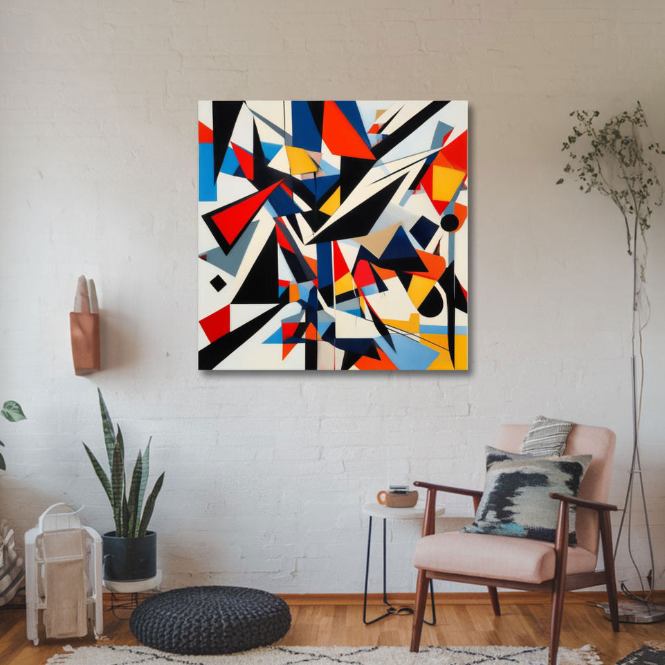 Abstract Geometric Symphony  Canvas Art for Home Decor, Office, and Living Space June Wall Art
