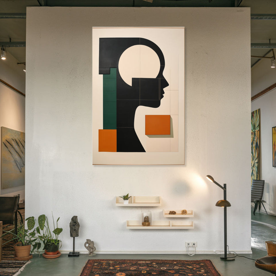 Modern Abstract Silhouette Art  Geometric Face Design June Wall Art