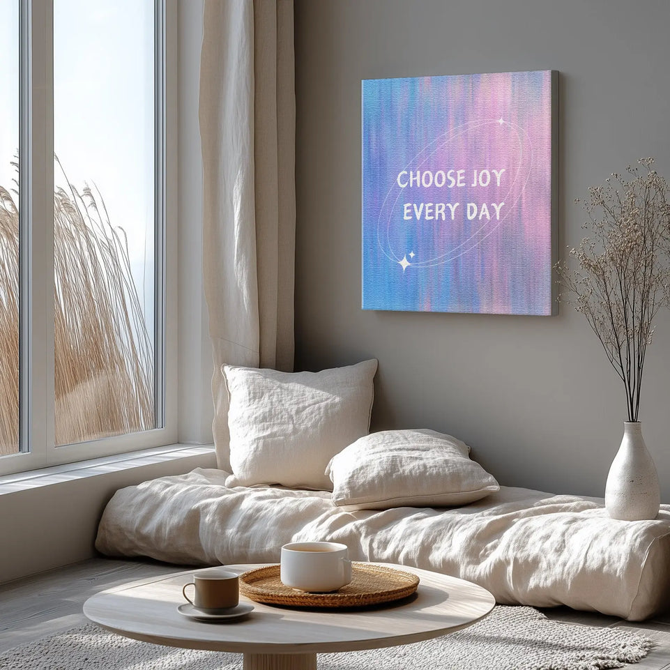 Choose Joy Every Day Motivational Quote Canvas Print - Positive Inspirational Wall Art for Home and Office Decor June Wall Art