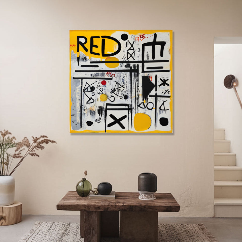 Urban Canvas Abstract Expressionism Art  Large Yellow and Black Graffiti Style Painting  Perfect for Living Room or Office Decor  High-Quality Giclee Print on Canvas  Ready to Hang Wall Art June Wall Art