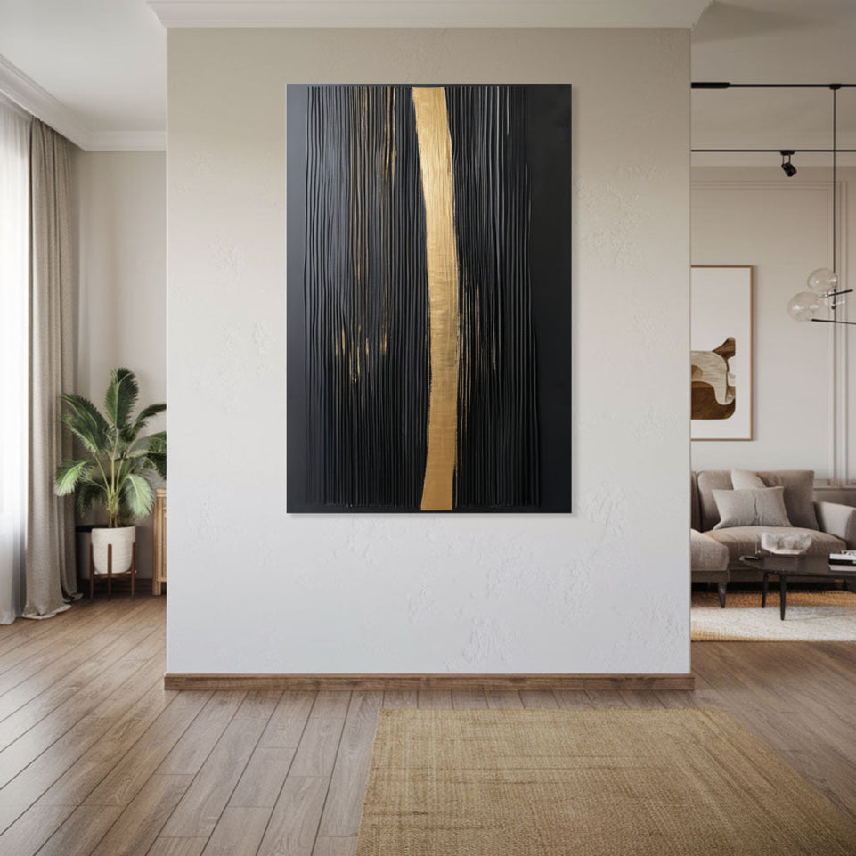 Golden Path Abstract Canvas Art for Home Decor June Wall Art