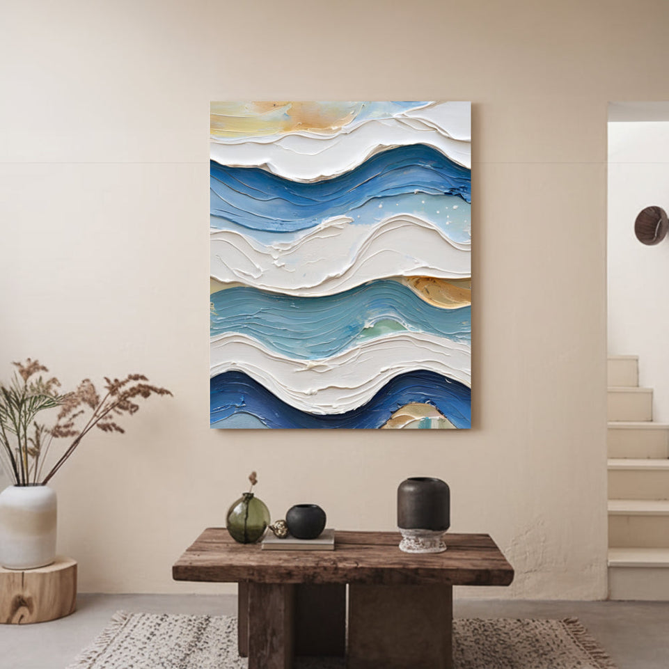 Serenity Waves Abstract Canvas Art June Wall Art