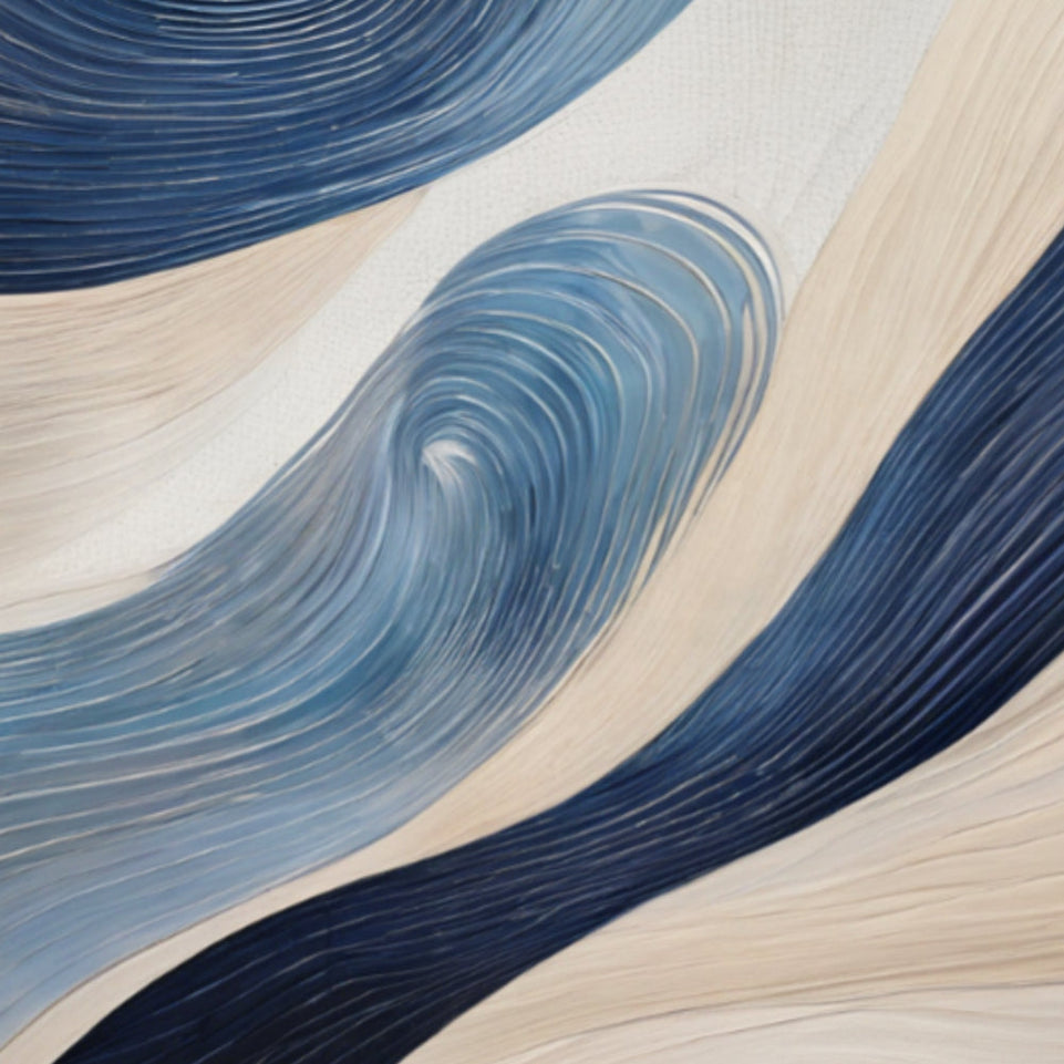 Blue Waves Abstract Canvas Art for Home Decor June Wall Art