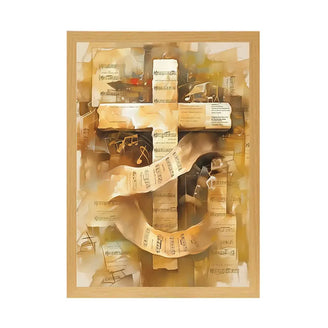 Illuminated Cross Light Up Painting in Wooden Frame – Spiritual Artwork with Radiant Glow June Wall Art