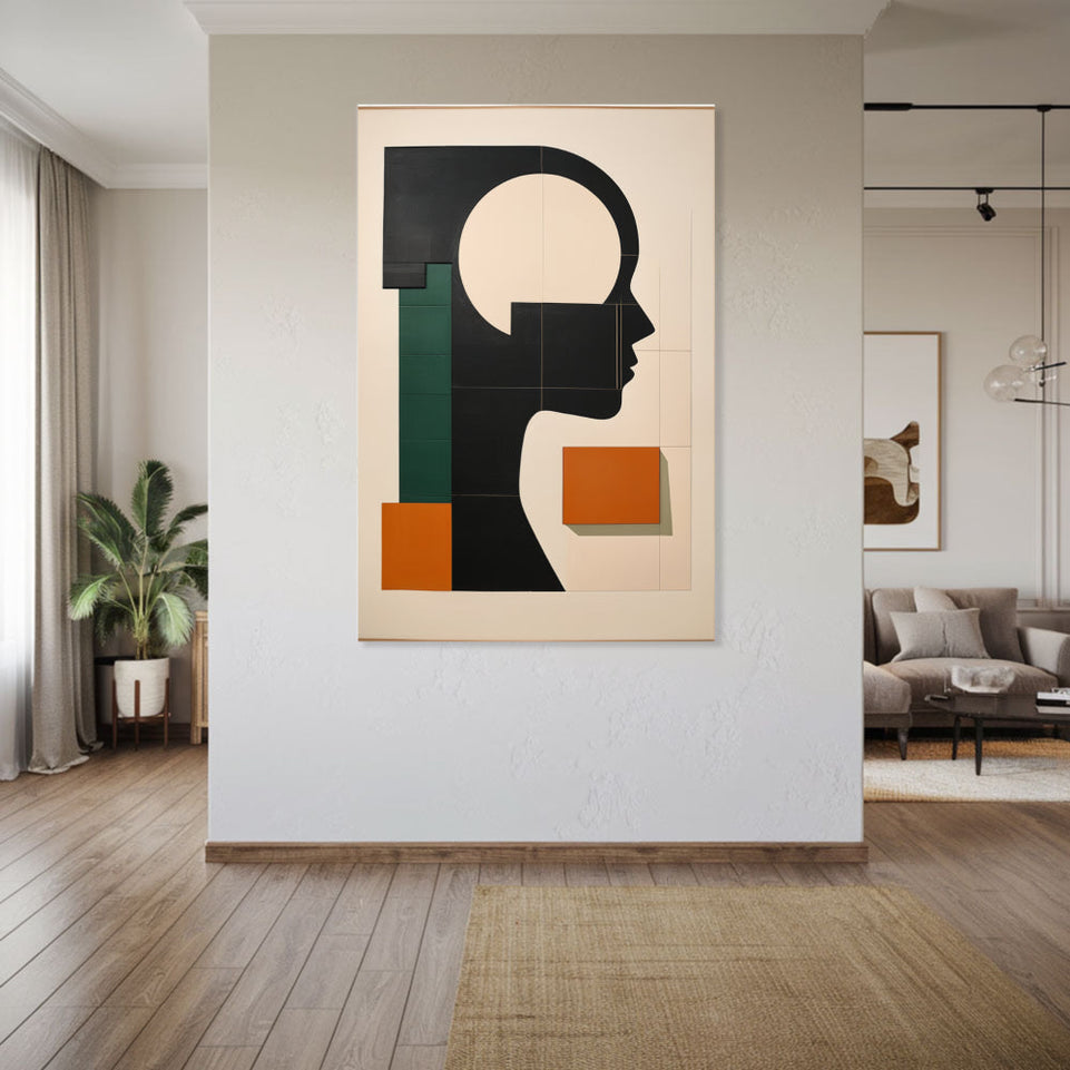 Modern Abstract Silhouette Art  Geometric Face Design June Wall Art