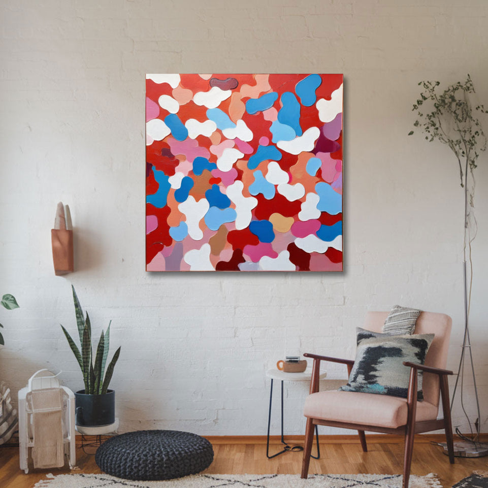 Colorful Abstract Blossoms I Vibrant Floral Canvas Art June Wall Art
