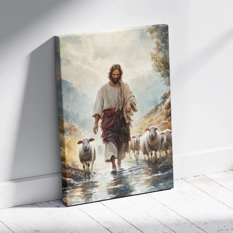 Jesus Walking on Sea Canvas Print - Inspirational Christian Wall Art for Faith-Based Home Decoration June Wall Art
