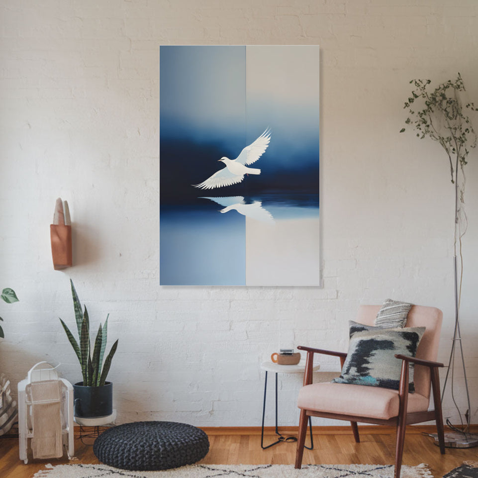 White Dove in Flight  Modern Art for Home Decor June Wall Art