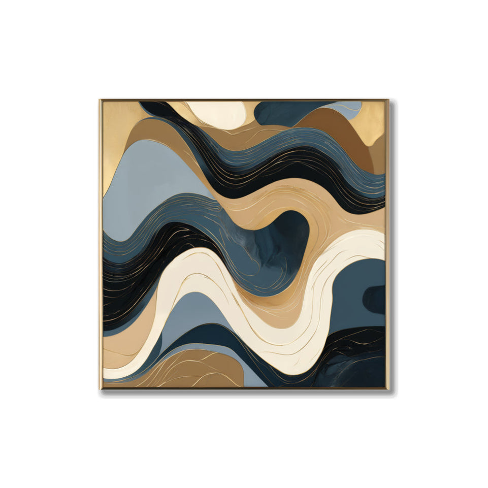 Blue Waves Abstract Canvas Art for Living Room Decor June Wall Art