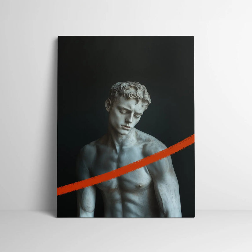 Atlas - Modern Minimalist Roman Statue Wall Art with Color Accent - Canvas Print June Wall Art