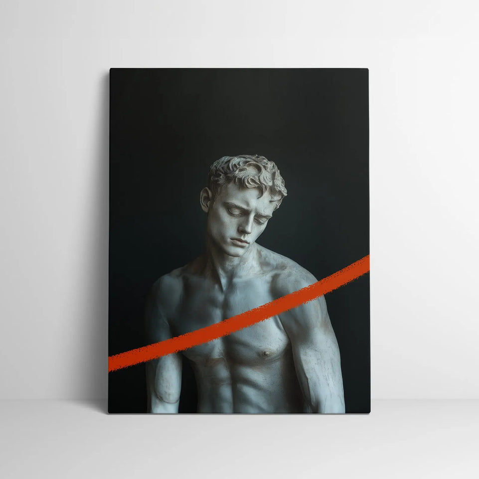 Atlas - Modern Minimalist Roman Statue Wall Art with Color Accent - Canvas Print June Wall Art
