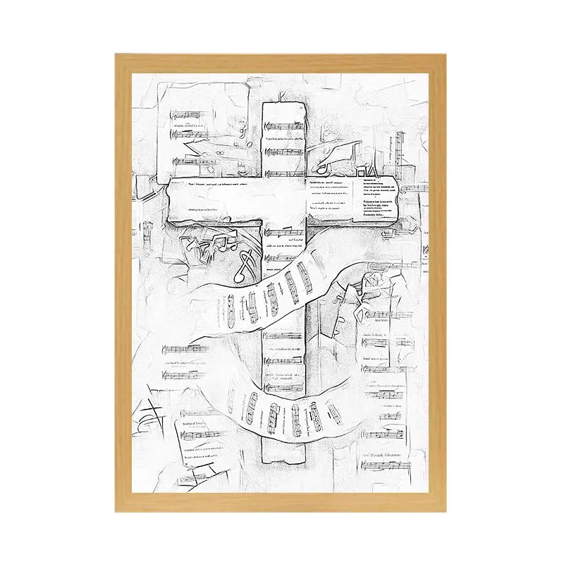 Illuminated Cross Light Up Painting in Wooden Frame – Spiritual Artwork with Radiant Glow June Wall Art