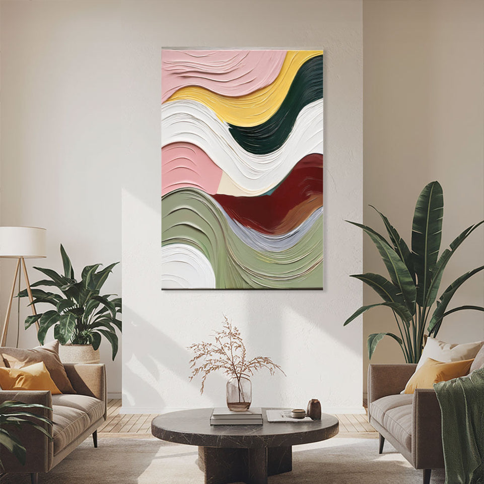 Modern Abstract Waves Canvas Art June Wall Art