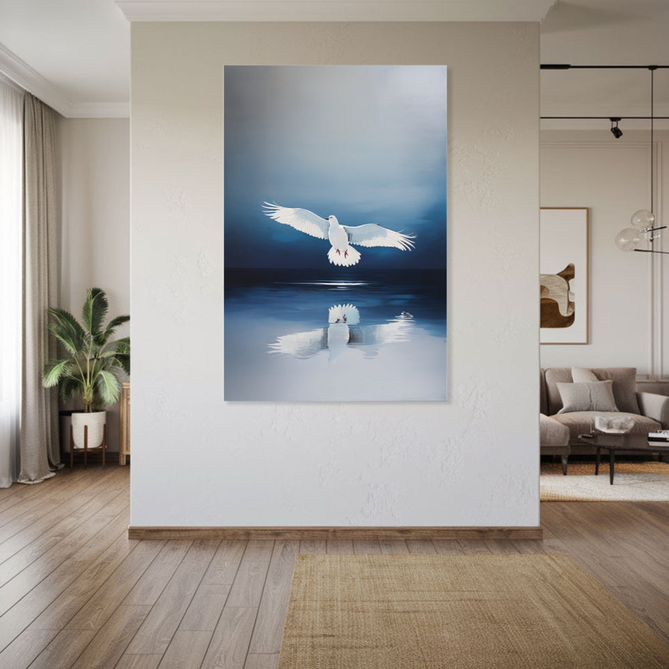 White Dove in Flight  Modern Art  Wall Decor June Wall Art