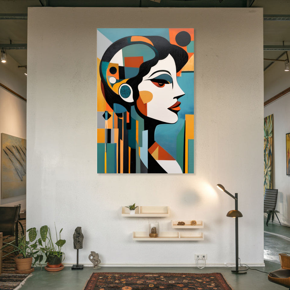 Modern Abstract Art Deco Woman Portrait Canvas Wall Art Home Decor June Wall Art